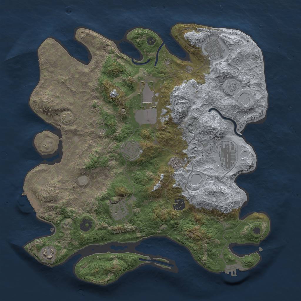 Rust Map: Procedural Map, Size: 3600, Seed: 29295186, 16 Monuments