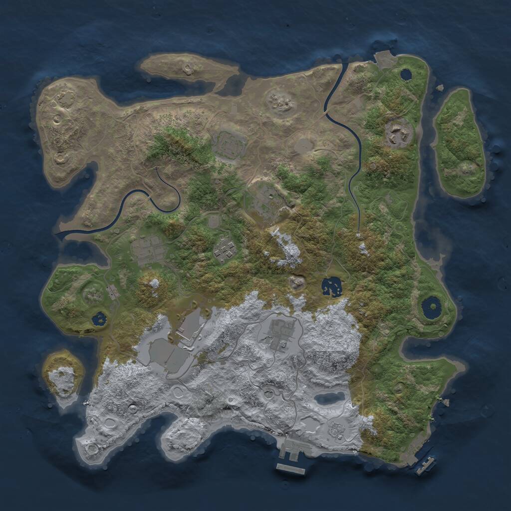 Rust Map: Procedural Map, Size: 3600, Seed: 1191282296, 14 Monuments