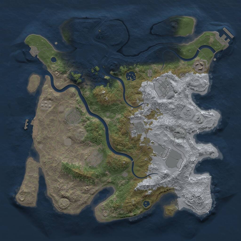 Rust Map: Procedural Map, Size: 3650, Seed: 1944935701, 14 Monuments