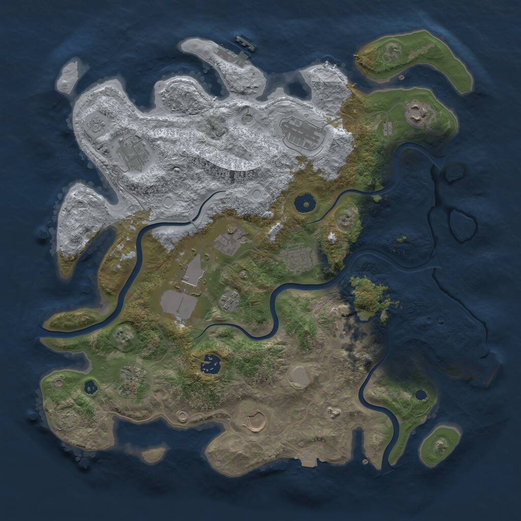 Rust Map: Procedural Map, Size: 3875, Seed: 1594560744, 17 Monuments