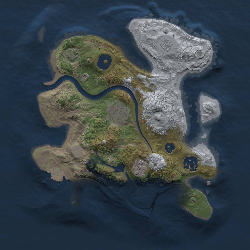 Rust Map: Procedural Map, Size: 2500, Seed: 8654815, 6 Monuments