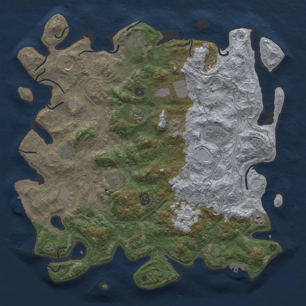 Rust Map: Procedural Map, Size: 4500, Seed: 48618, 18 Monuments