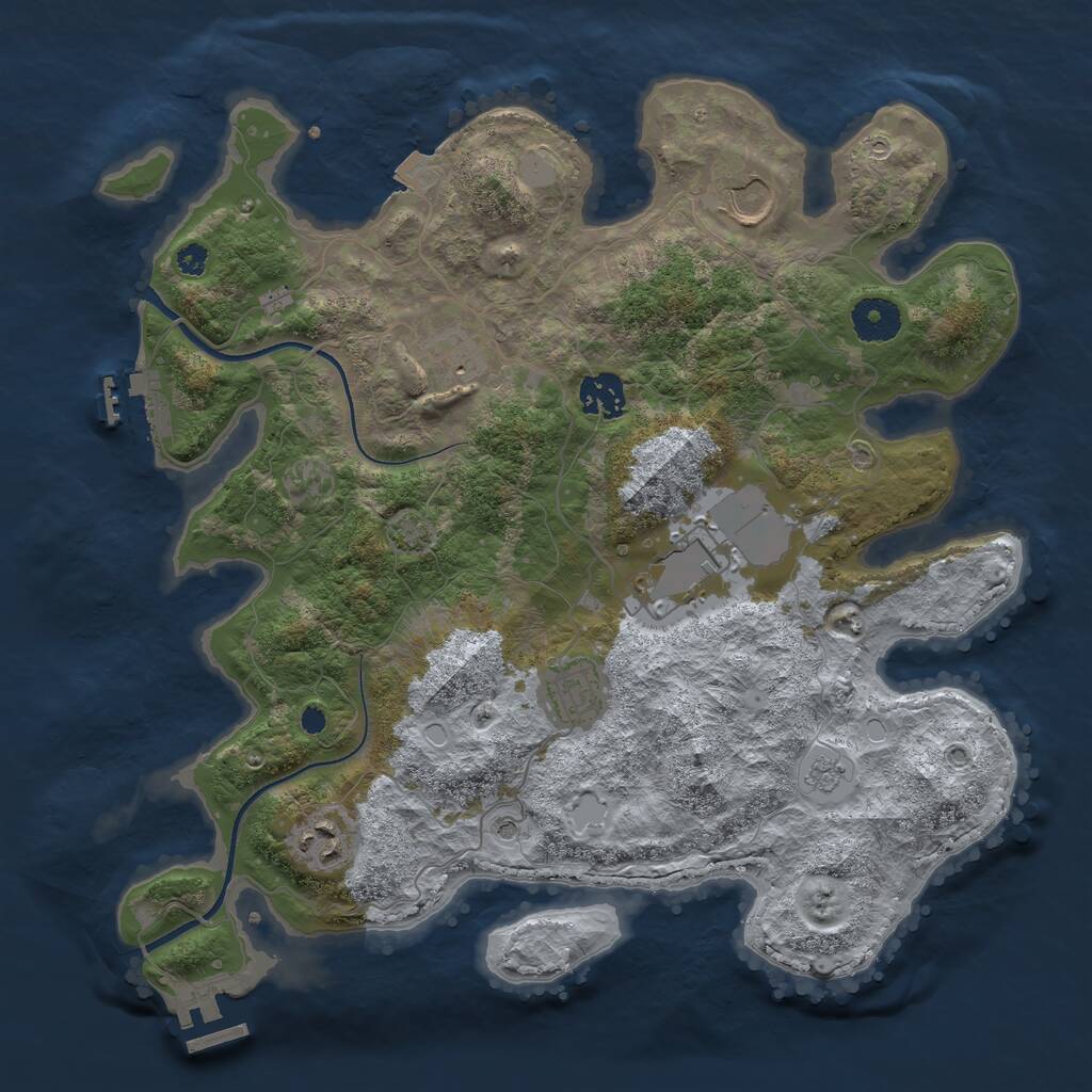 Rust Map: Procedural Map, Size: 3500, Seed: 1122394378, 12 Monuments