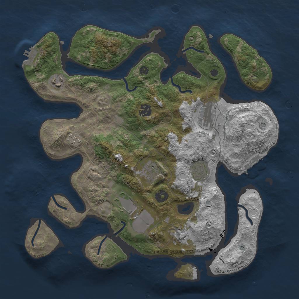 Rust Map: Procedural Map, Size: 3500, Seed: 1329150892, 16 Monuments