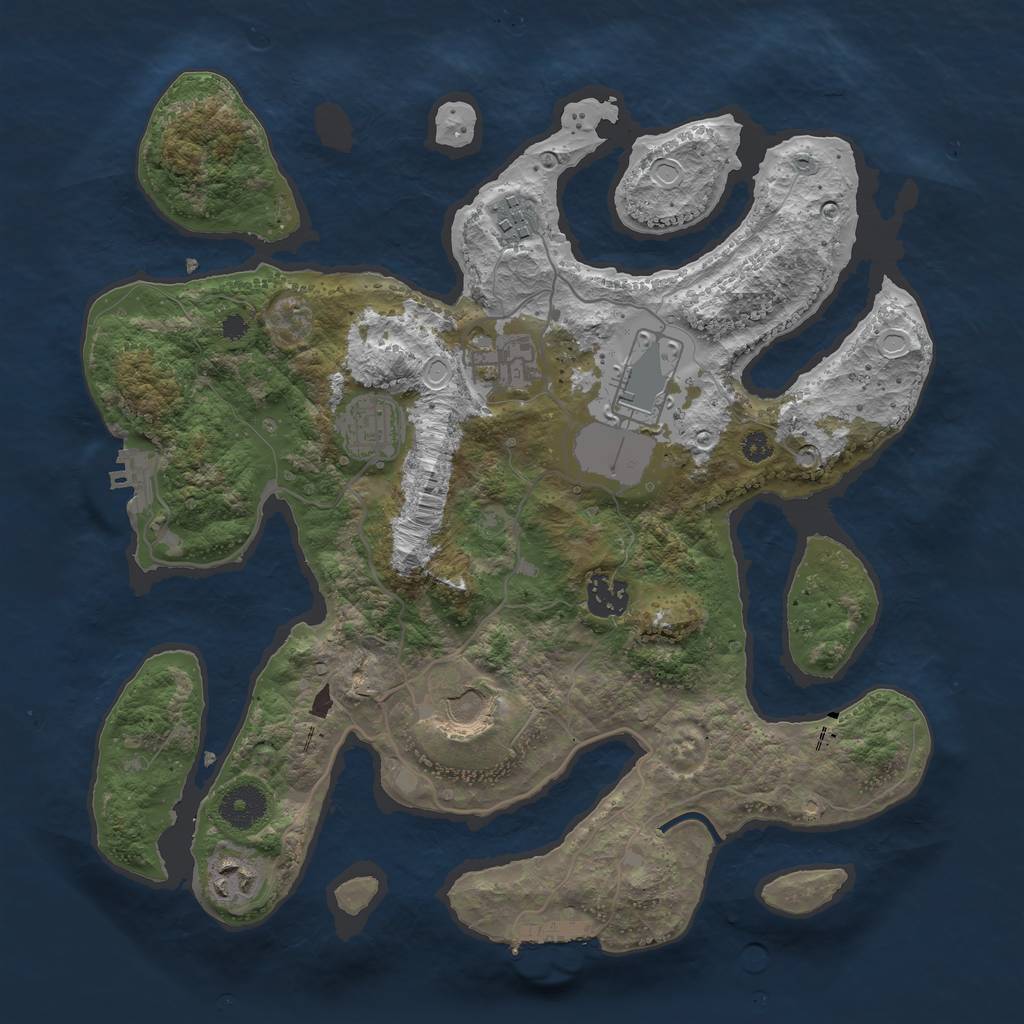 Rust Map: Procedural Map, Size: 3500, Seed: 2034092732, 14 Monuments