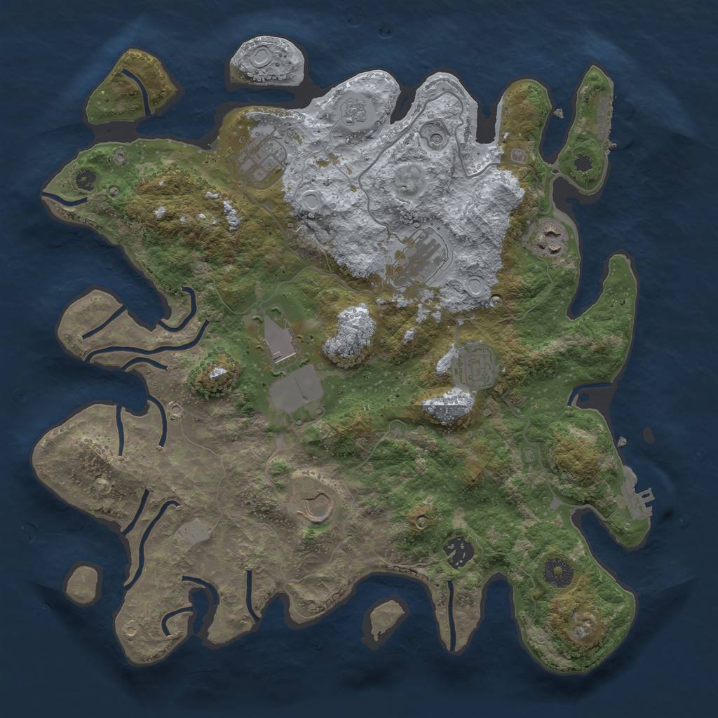 Rust Map: Procedural Map, Size: 3600, Seed: 889300, 14 Monuments