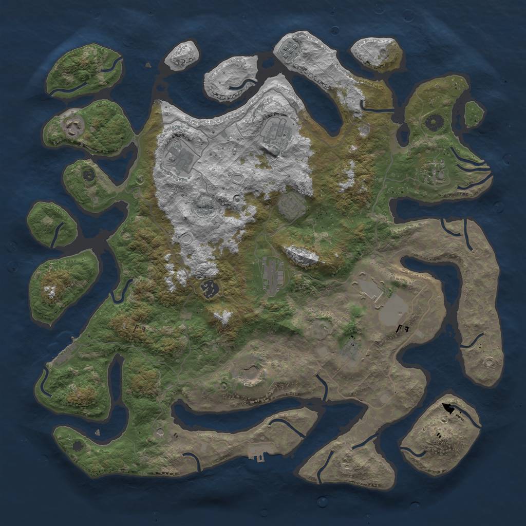 Rust Map: Procedural Map, Size: 4500, Seed: 1299692588, 19 Monuments