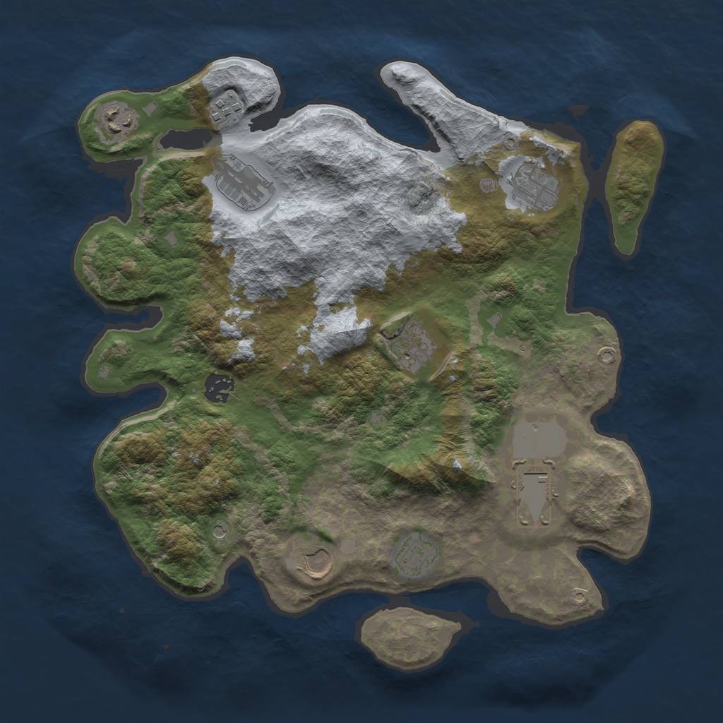 Rust Map: Barren, Size: 3600, Seed: 62, 12 Monuments
