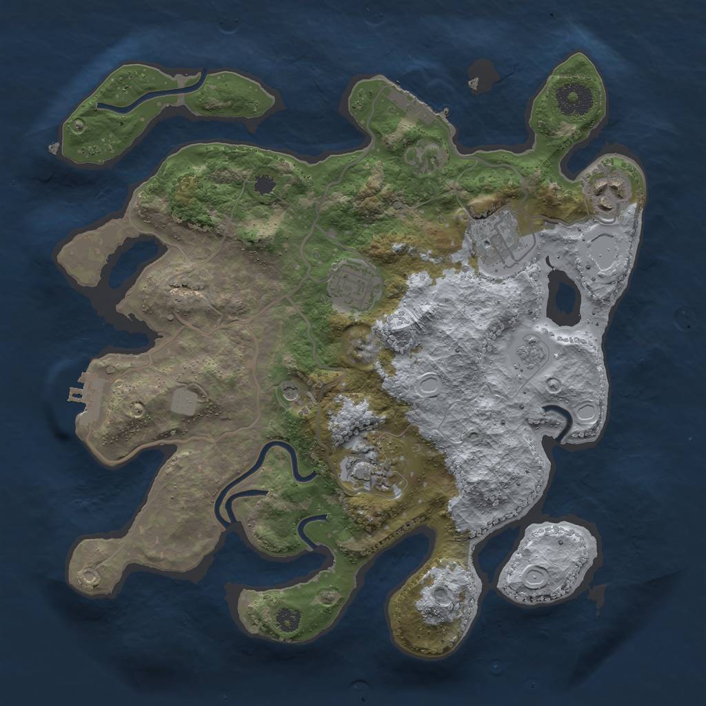 Rust Map: Procedural Map, Size: 3000, Seed: 1575247679, 11 Monuments