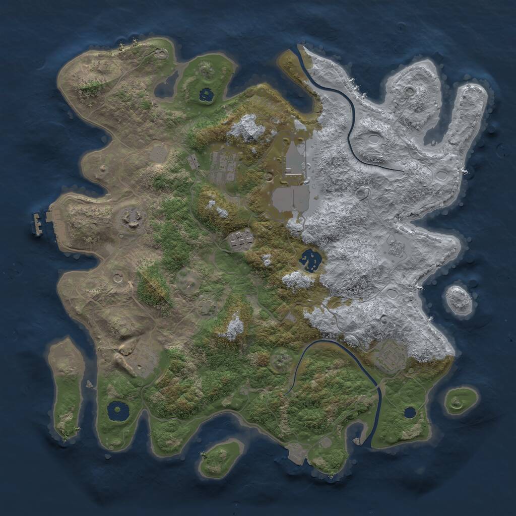 Rust Map: Procedural Map, Size: 3600, Seed: 1835133602, 12 Monuments
