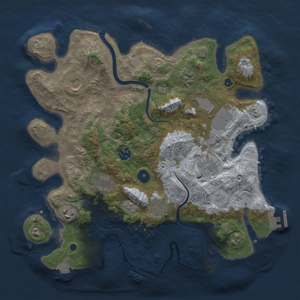 Rust Map: Procedural Map, Size: 3600, Seed: 1764157044, 15 Monuments