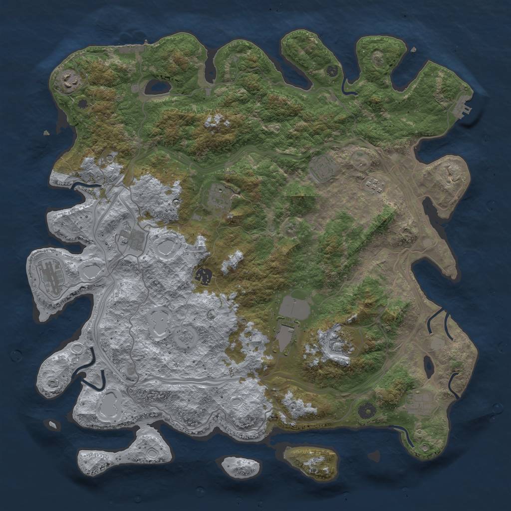 Rust Map: Procedural Map, Size: 4500, Seed: 3334, 17 Monuments