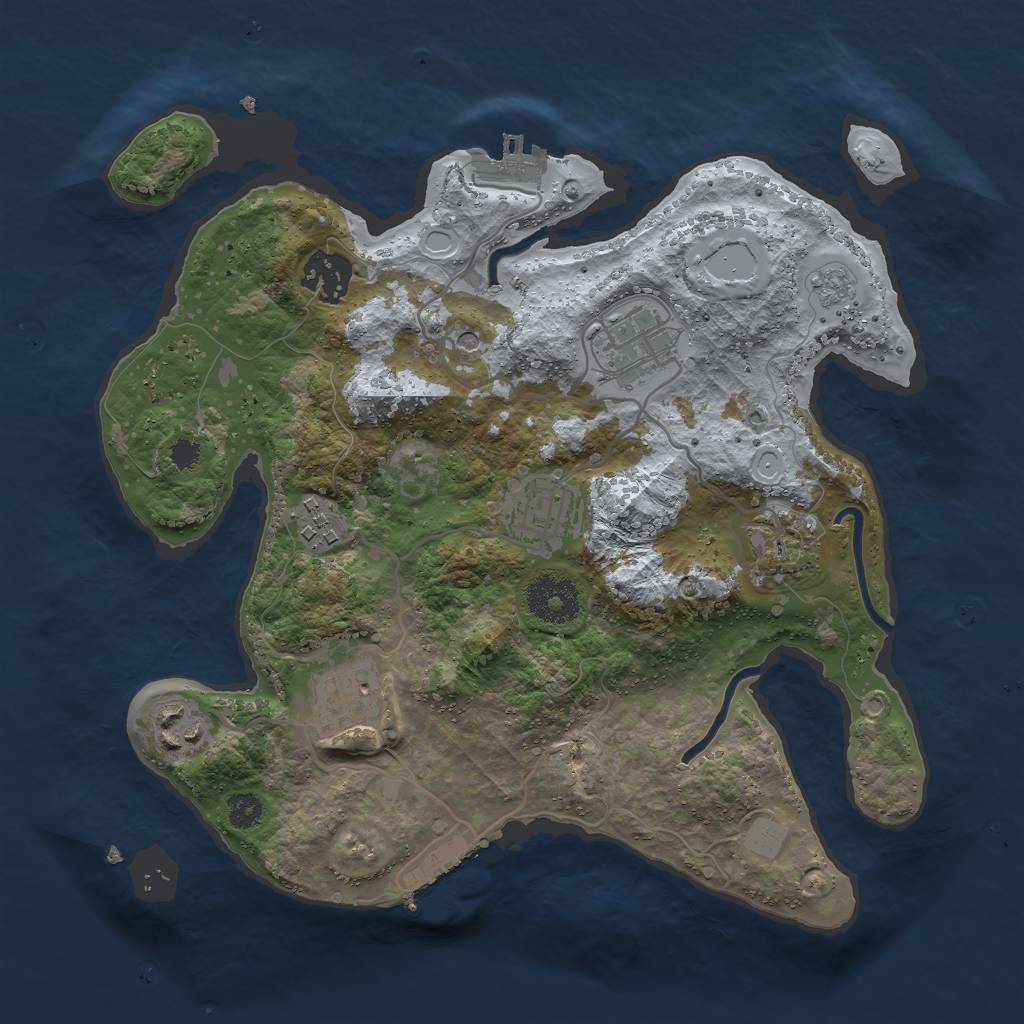Rust Map: Procedural Map, Size: 3000, Seed: 7184, 14 Monuments