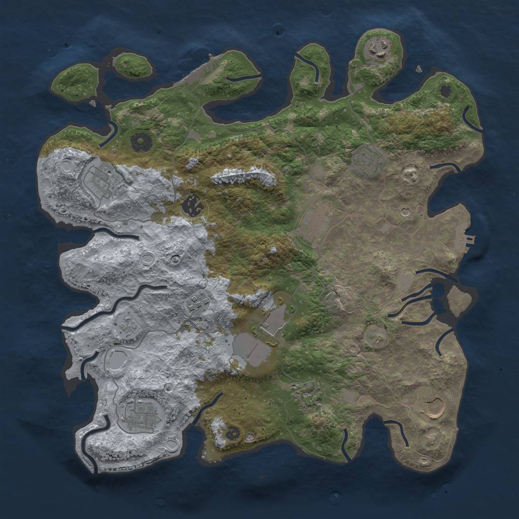 Rust Map: Procedural Map, Size: 3700, Seed: 894865854, 17 Monuments