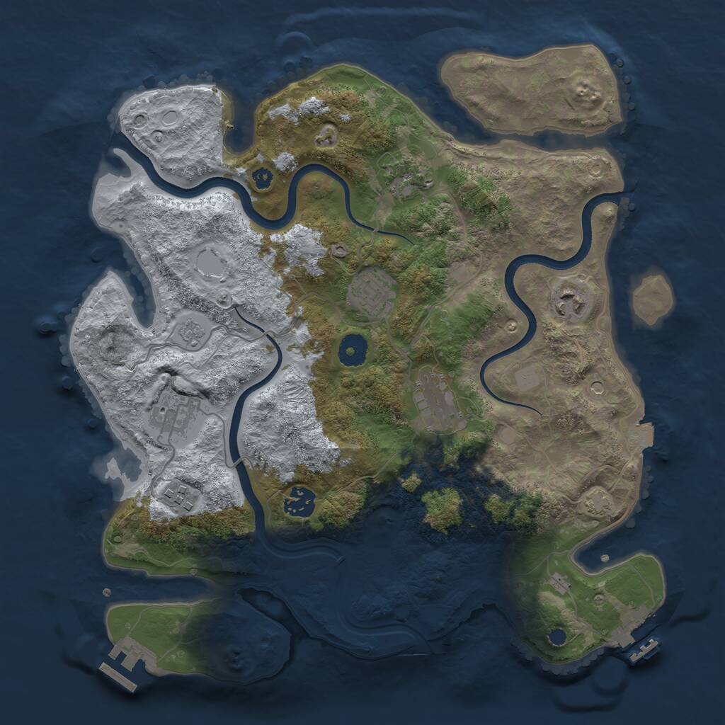 Rust Map: Procedural Map, Size: 3500, Seed: 2086, 13 Monuments