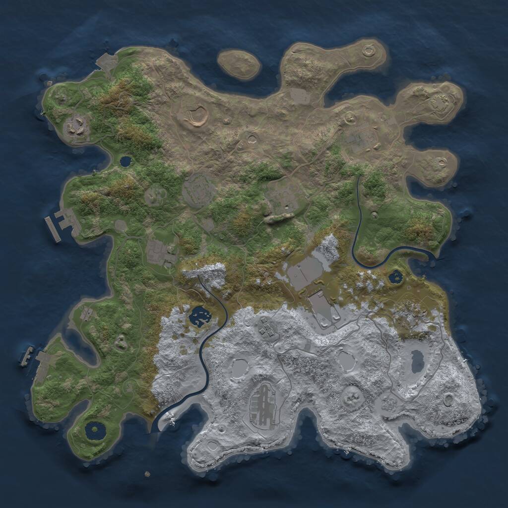 Rust Map: Procedural Map, Size: 3750, Seed: 681176167, 17 Monuments