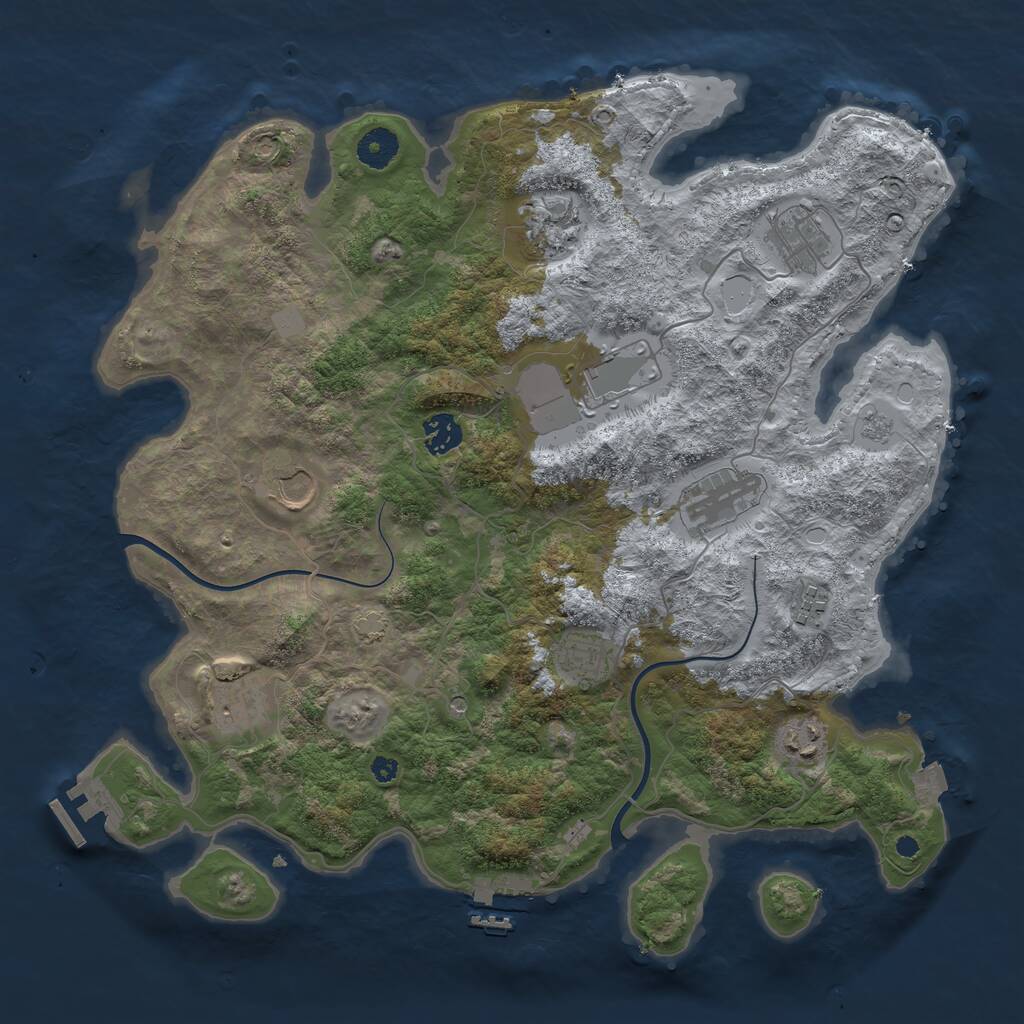 Rust Map: Procedural Map, Size: 3850, Seed: 381815207, 16 Monuments