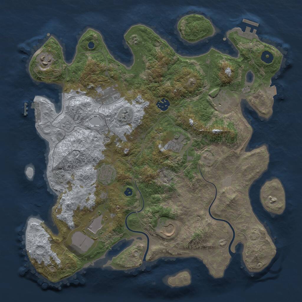 Rust Map: Procedural Map, Size: 3700, Seed: 502343089, 15 Monuments