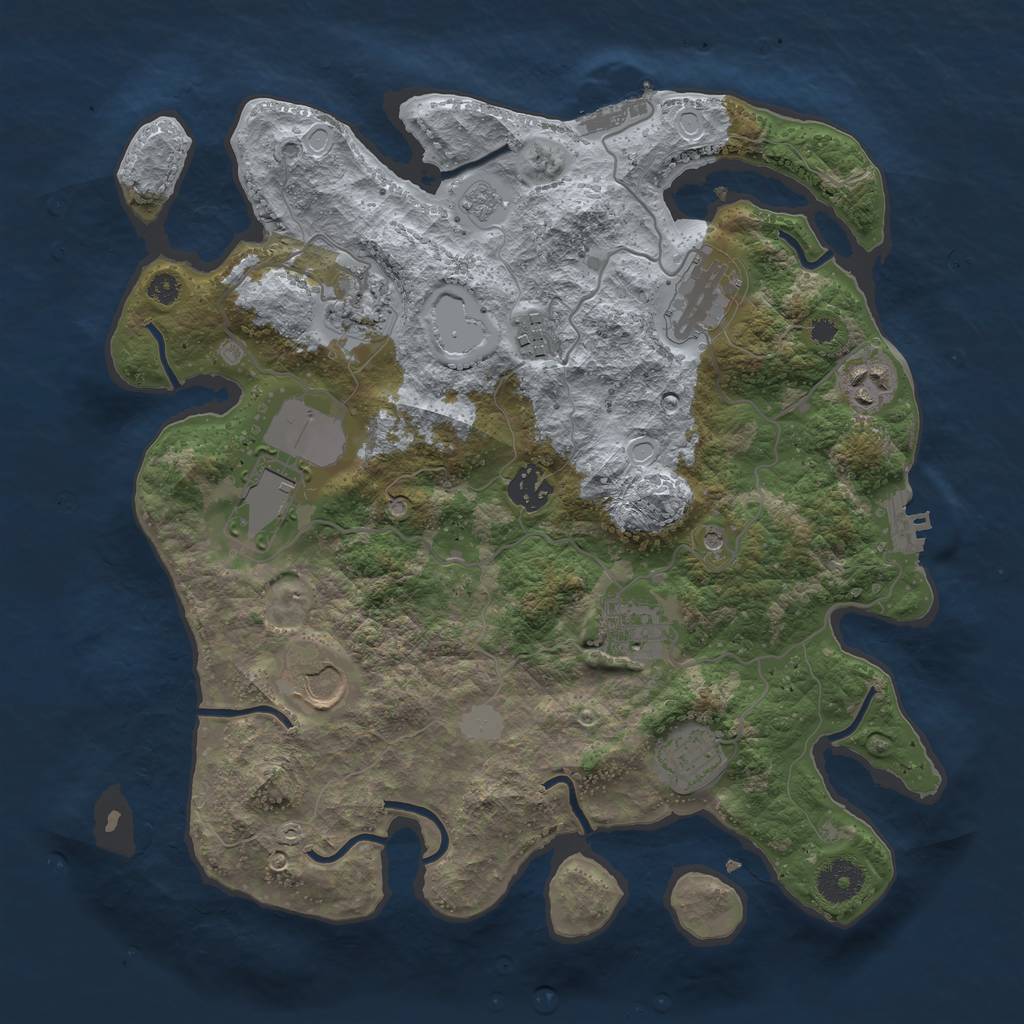 Rust Map: Procedural Map, Size: 3500, Seed: 7741508, 16 Monuments