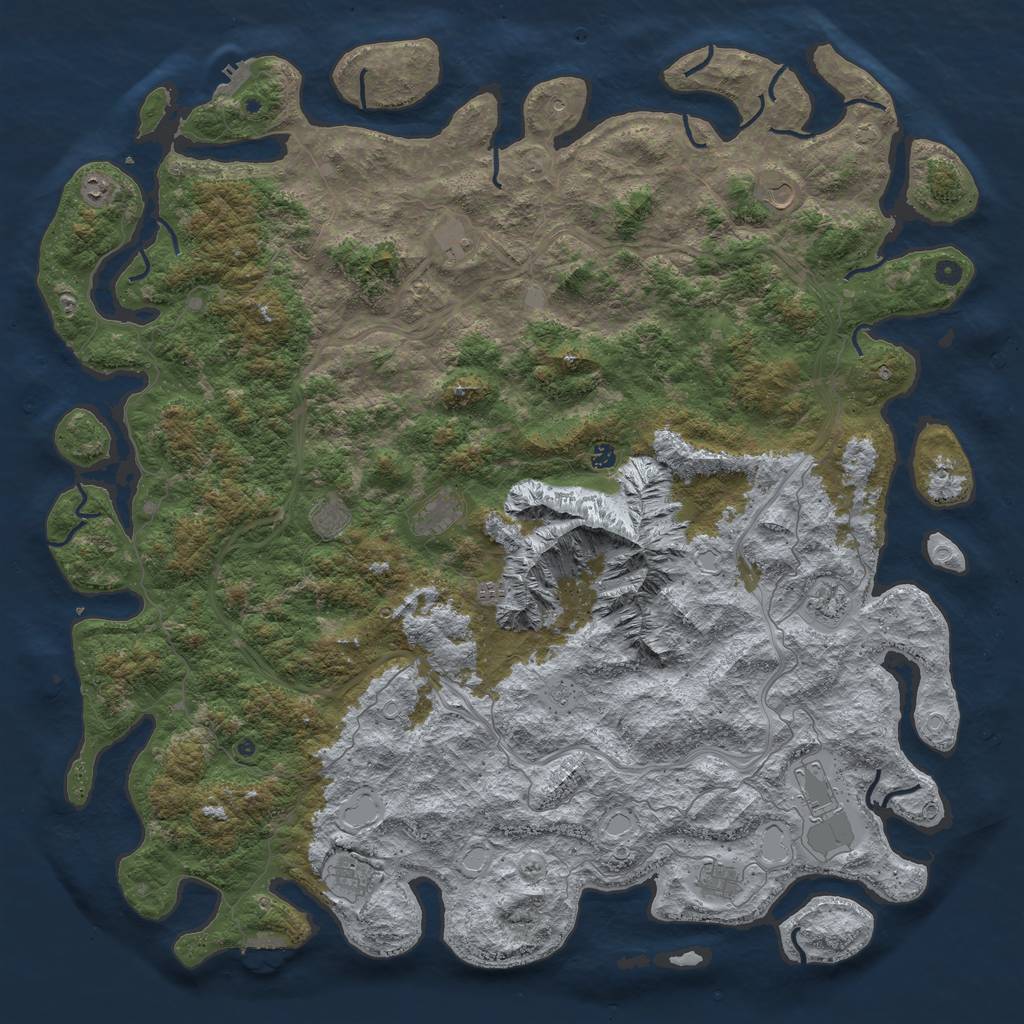 Rust Map: Procedural Map, Size: 6000, Seed: 119708228, 19 Monuments