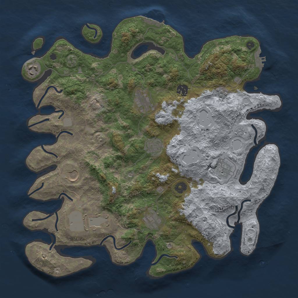 Rust Map: Procedural Map, Size: 3850, Seed: 1110308287, 16 Monuments