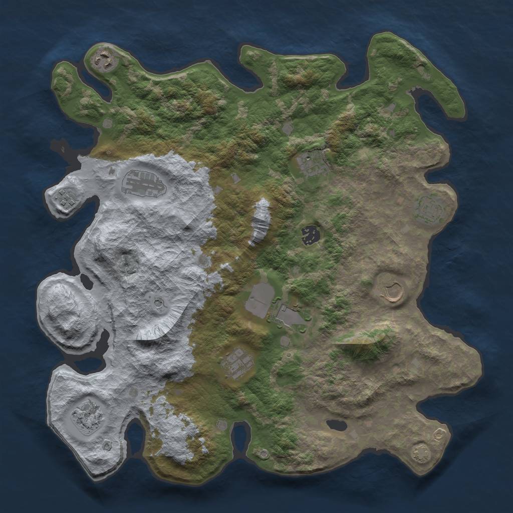 Rust Map: Barren, Size: 4000, Seed: 1795275889, 14 Monuments
