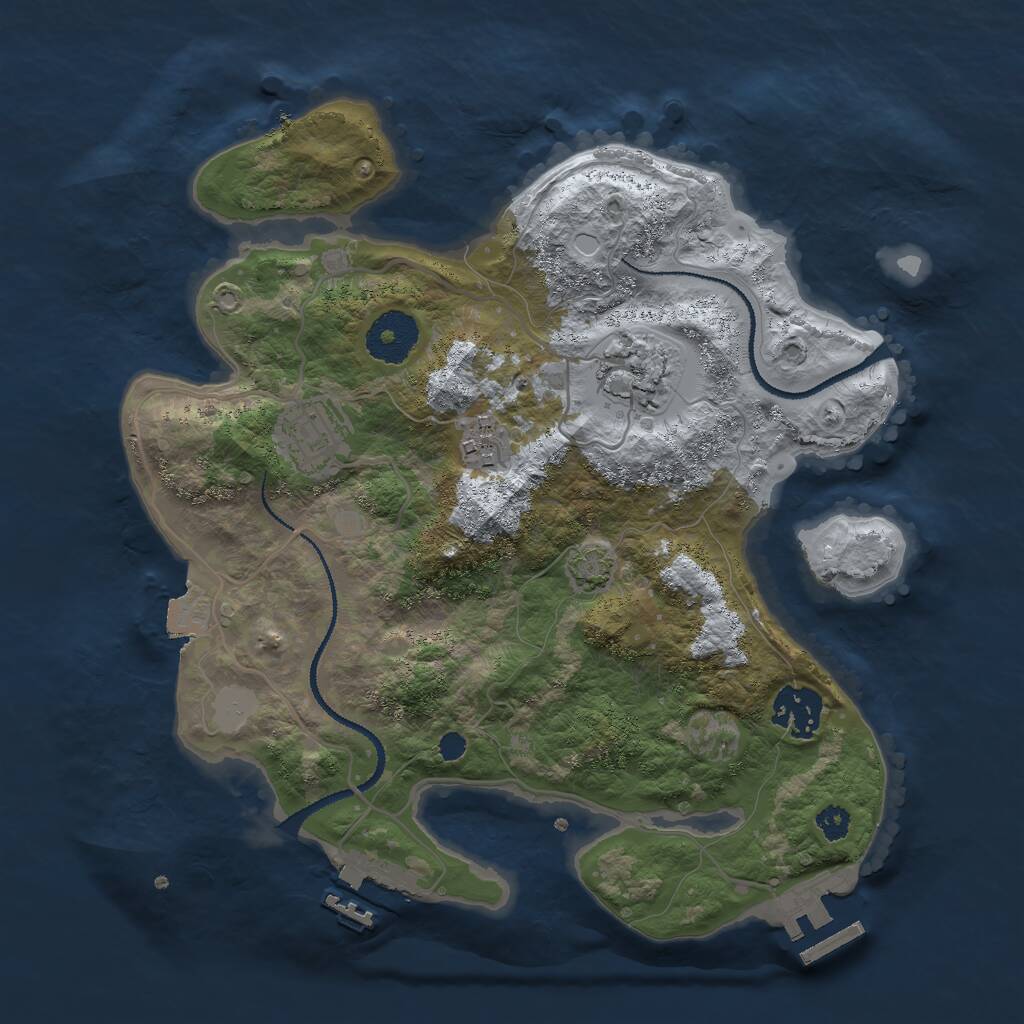 Rust Map: Procedural Map, Size: 3000, Seed: 1963372001, 8 Monuments