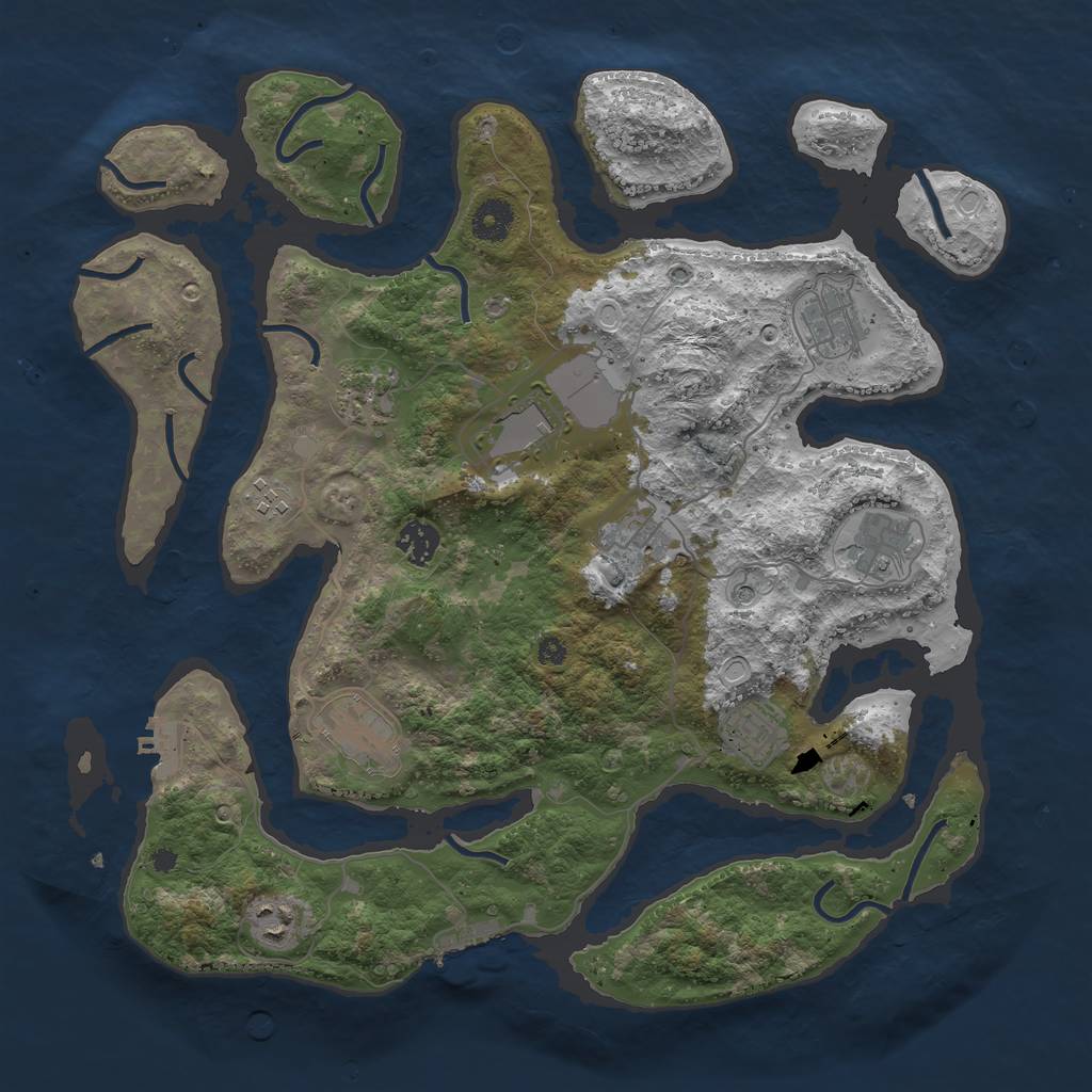 Rust Map: Procedural Map, Size: 3850, Seed: 84874221, 18 Monuments
