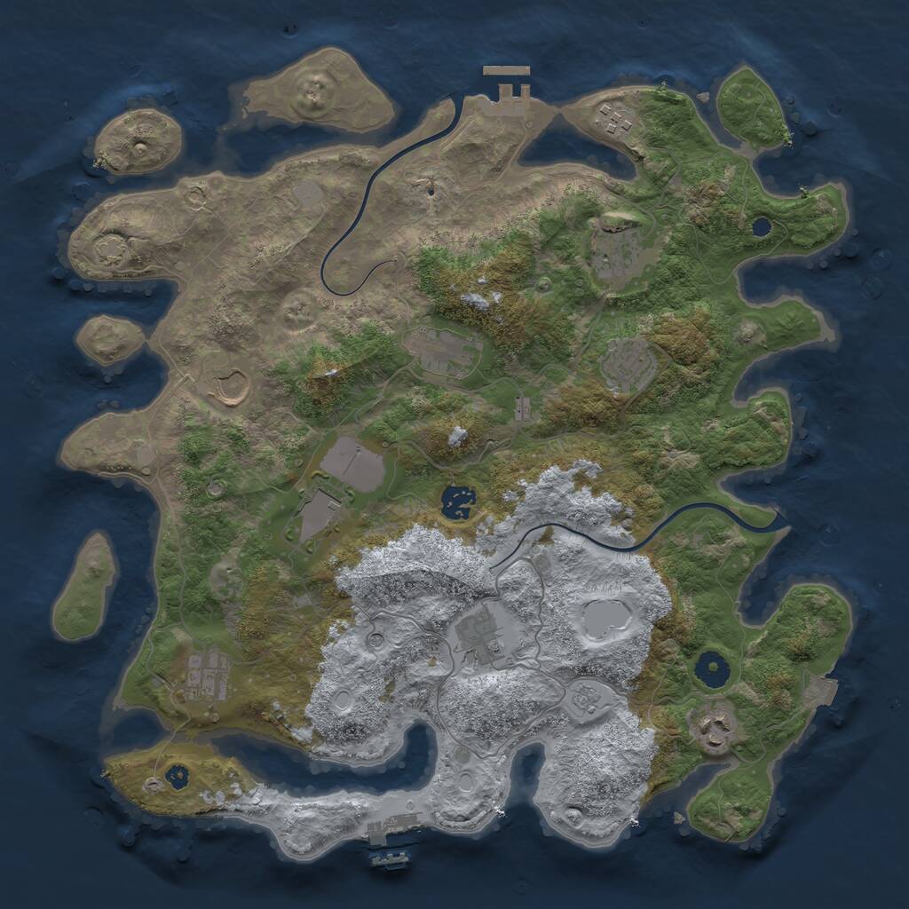 Rust Map: Procedural Map, Size: 3900, Seed: 2121212121, 16 Monuments