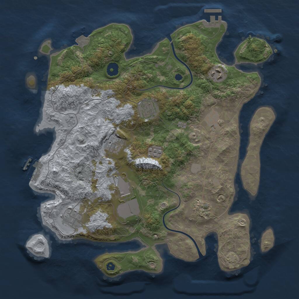 Rust Map: Procedural Map, Size: 3500, Seed: 56322, 14 Monuments