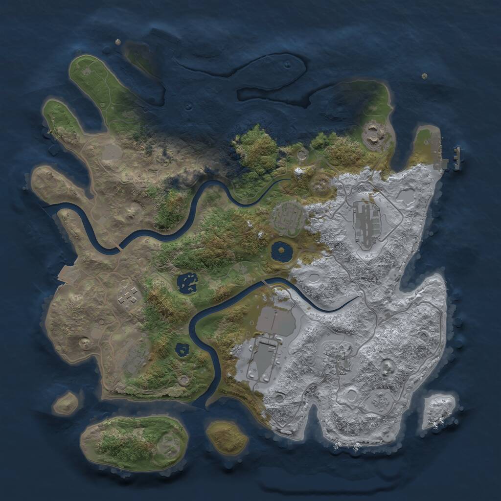 Rust Map: Procedural Map, Size: 3500, Seed: 2143469142, 14 Monuments