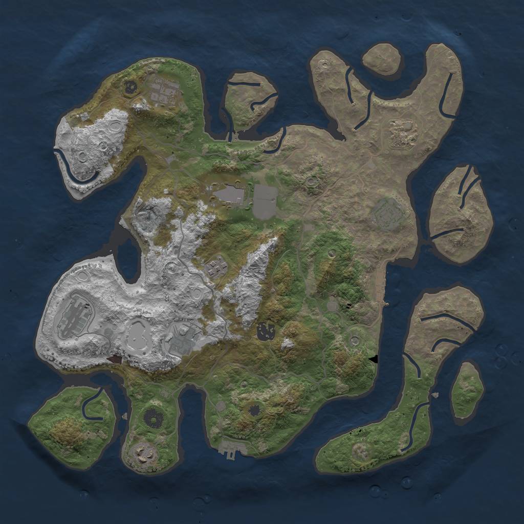 Rust Map: Procedural Map, Size: 4000, Seed: 65535, 17 Monuments