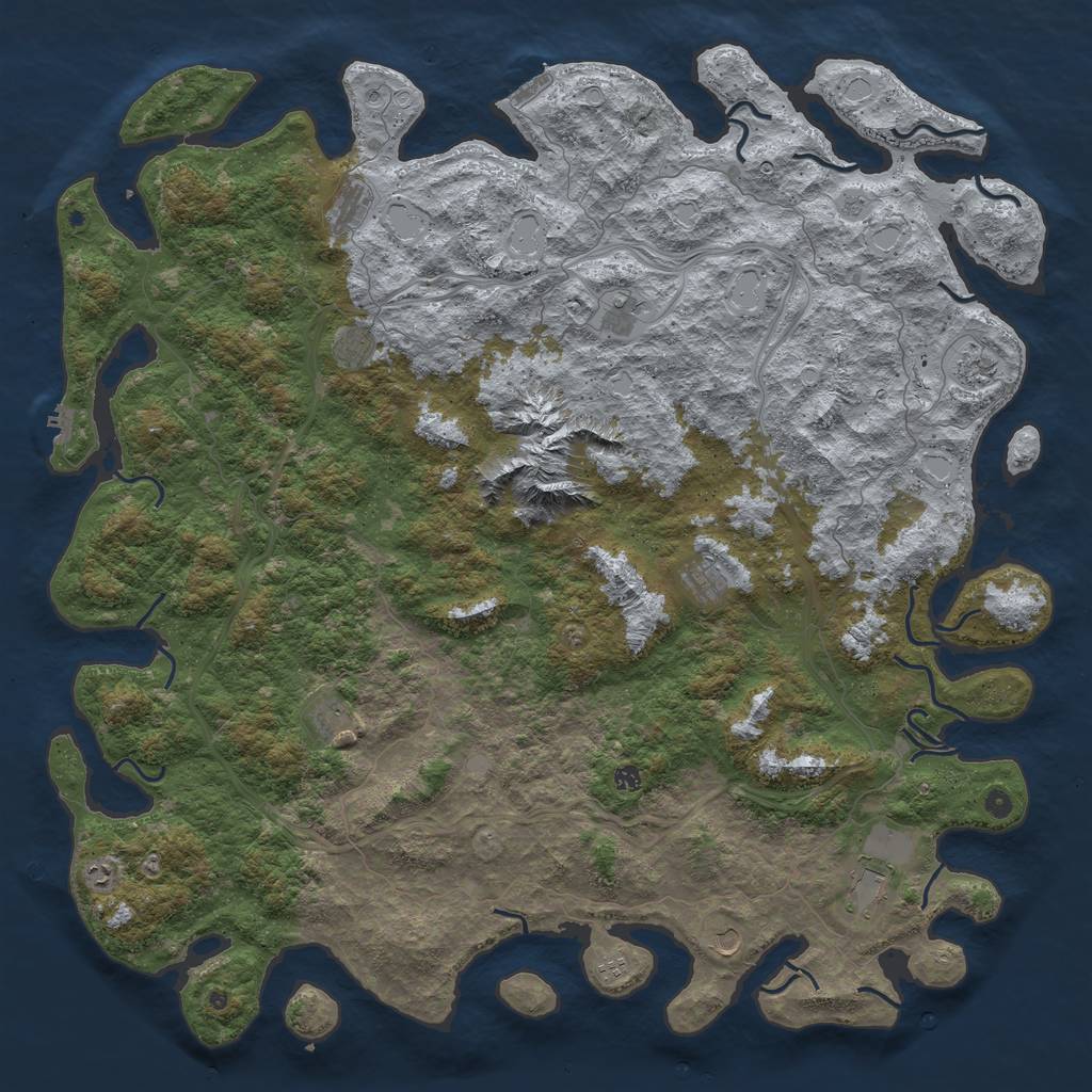 Rust Map: Procedural Map, Size: 6000, Seed: 197486, 18 Monuments
