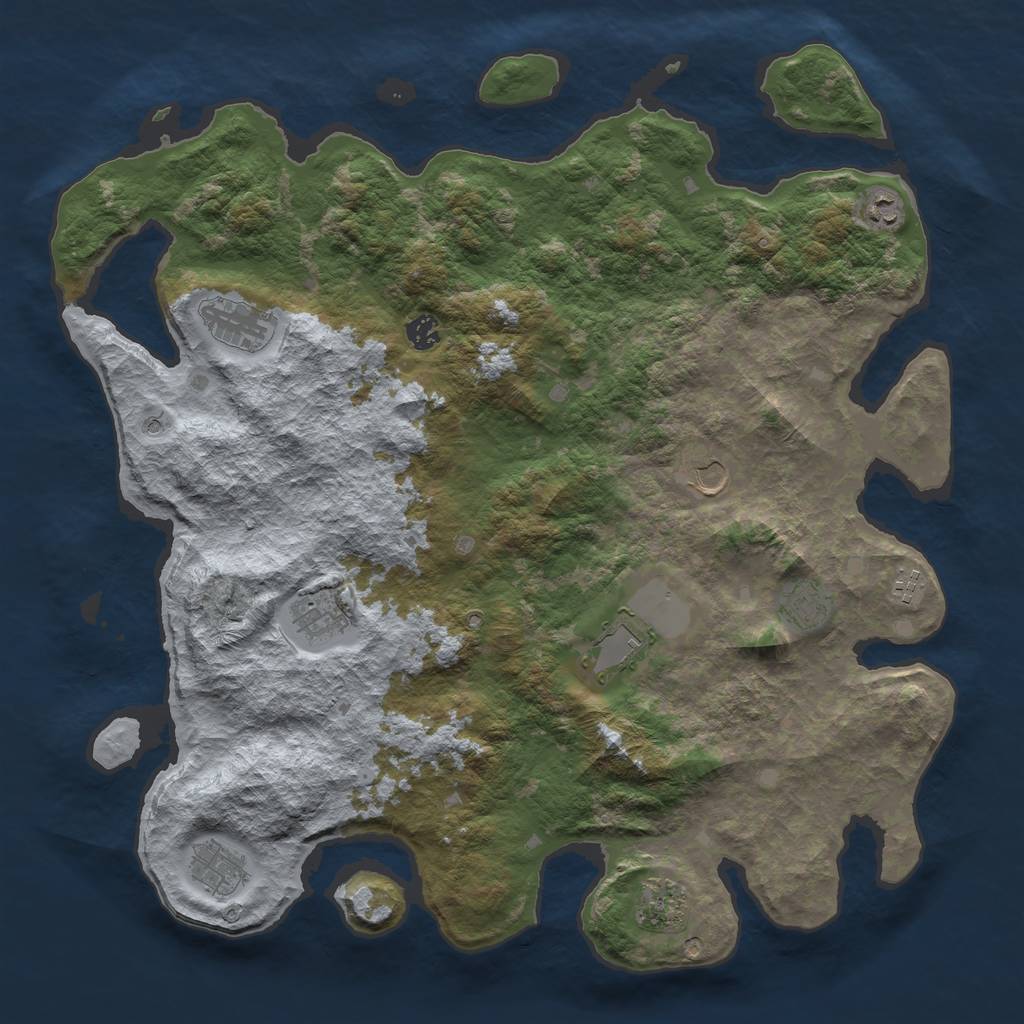 Rust Map: Barren, Size: 4500, Seed: 100, 13 Monuments