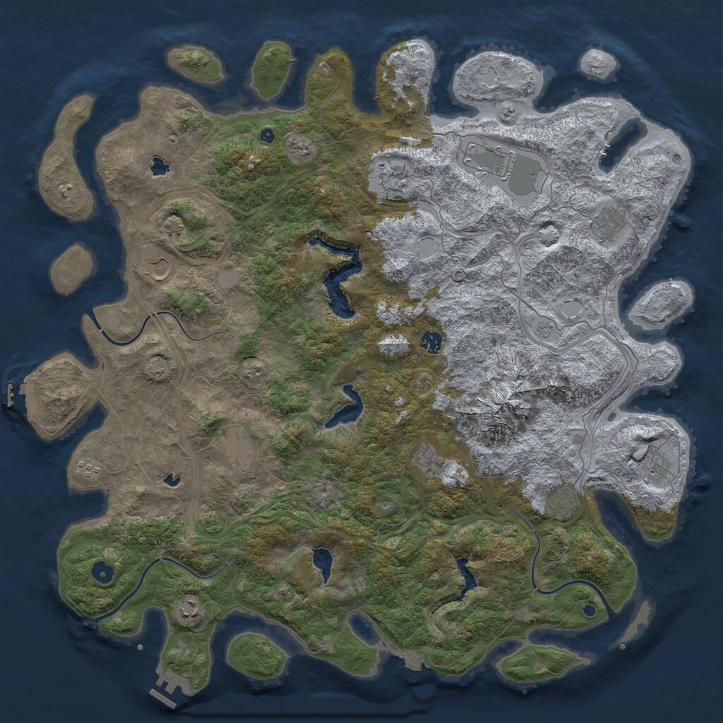 Rust Map: Procedural Map, Size: 5000, Seed: 27123103, 17 Monuments
