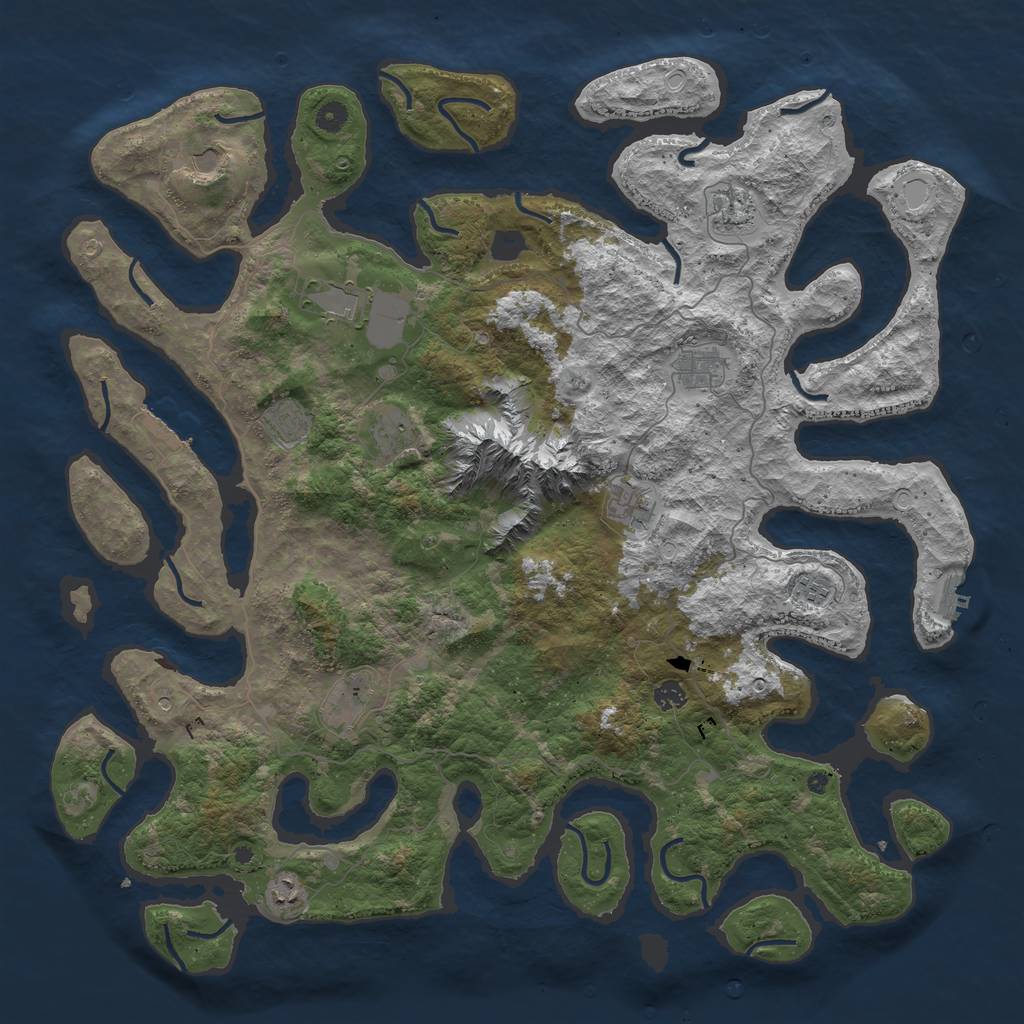 Rust Map: Procedural Map, Size: 5000, Seed: 91923213, 19 Monuments