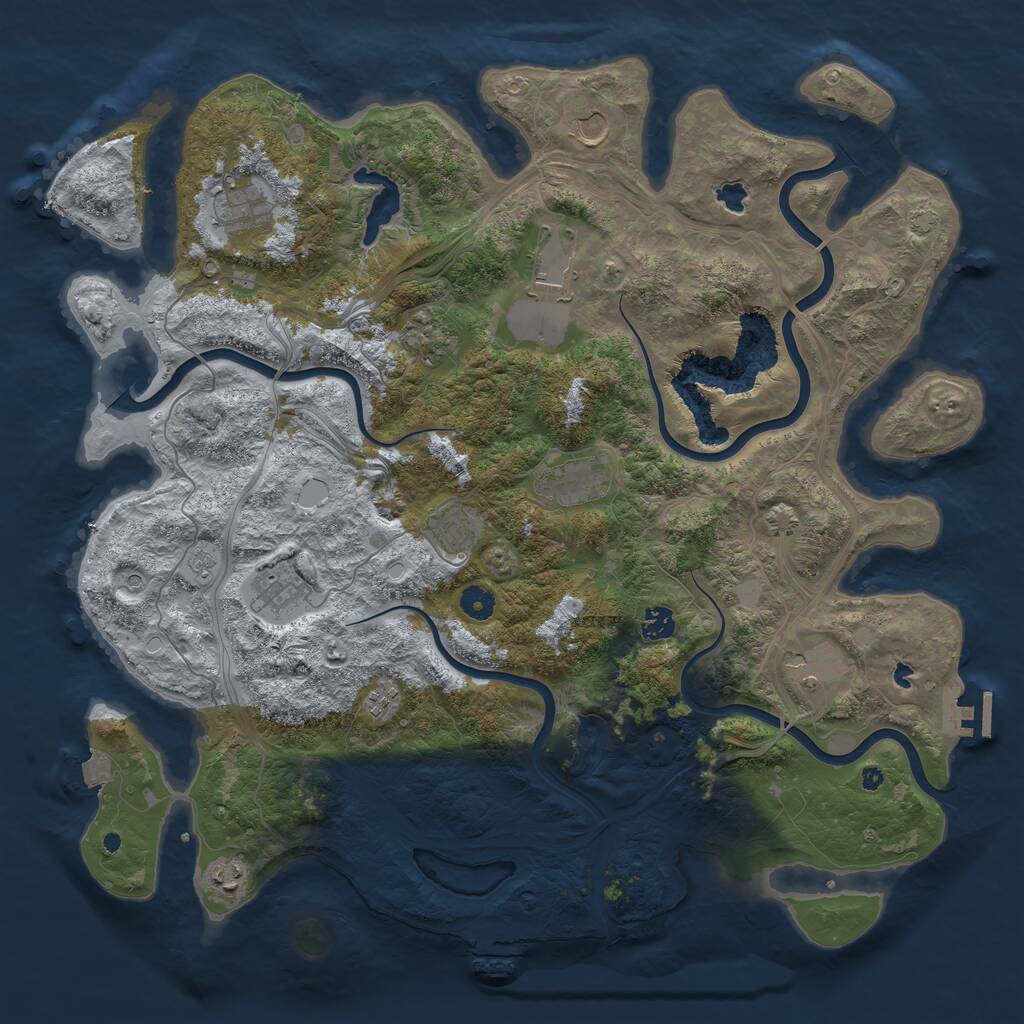 Rust Map: Procedural Map, Size: 4500, Seed: 820142571, 17 Monuments