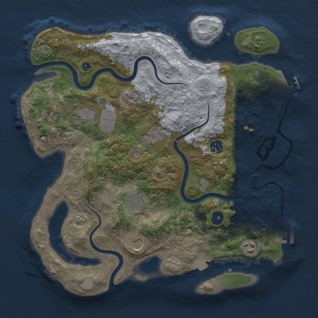 Rust Map: Procedural Map, Size: 3700, Seed: 778289632, 14 Monuments