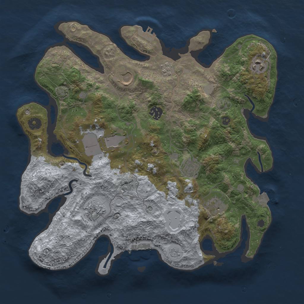 Rust Map: Procedural Map, Size: 3500, Seed: 60303, 16 Monuments