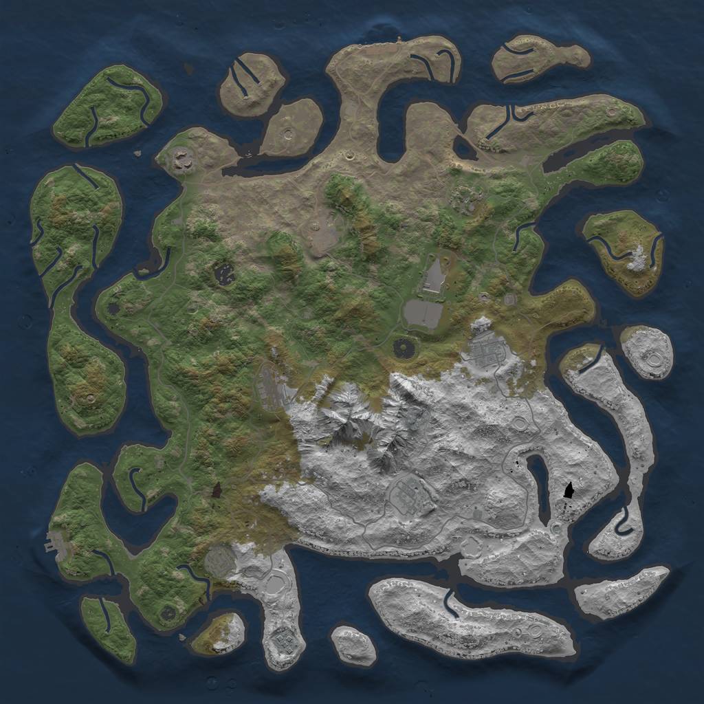 Rust Map: Procedural Map, Size: 5000, Seed: 1113438132, 18 Monuments