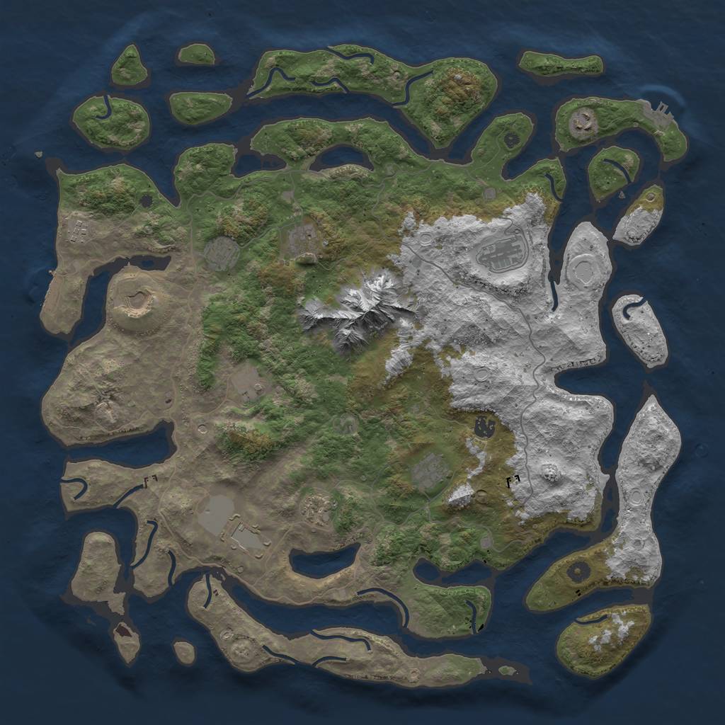 Rust Map: Procedural Map, Size: 5000, Seed: 2090068359, 19 Monuments