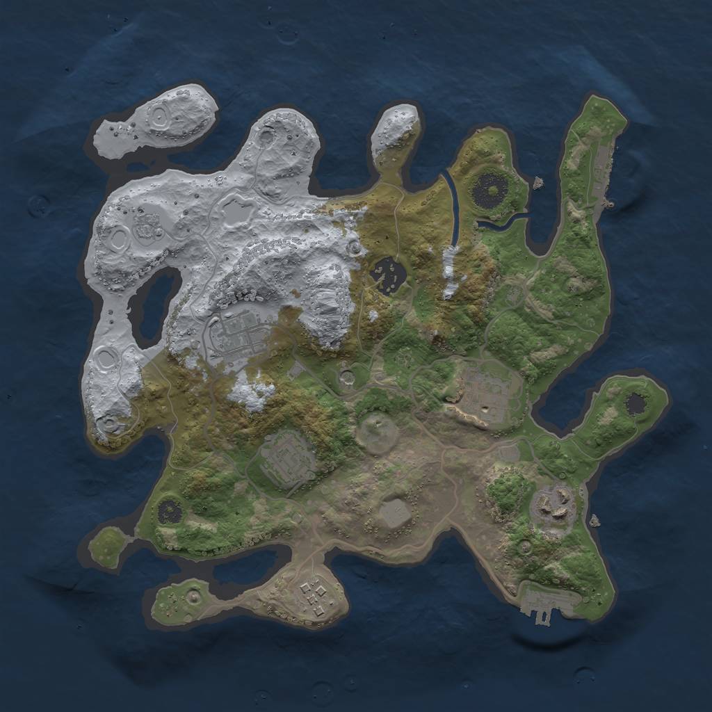 Rust Map: Procedural Map, Size: 3000, Seed: 1980, 13 Monuments
