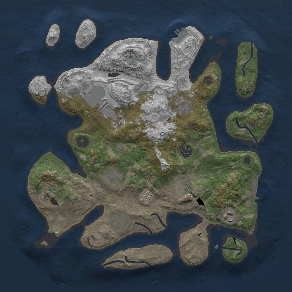 Rust Map: Procedural Map, Size: 3600, Seed: 1551480591, 17 Monuments