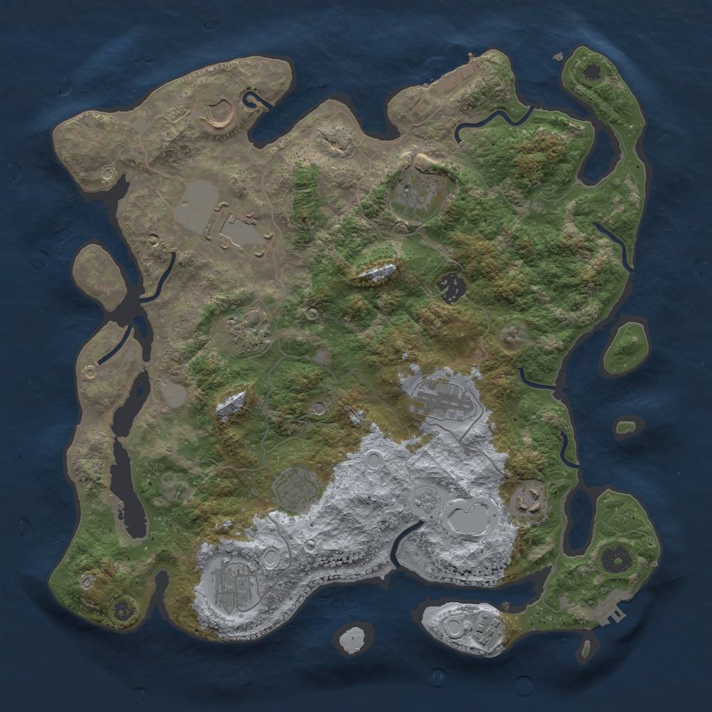 Rust Map: Procedural Map, Size: 3700, Seed: 915856196, 17 Monuments