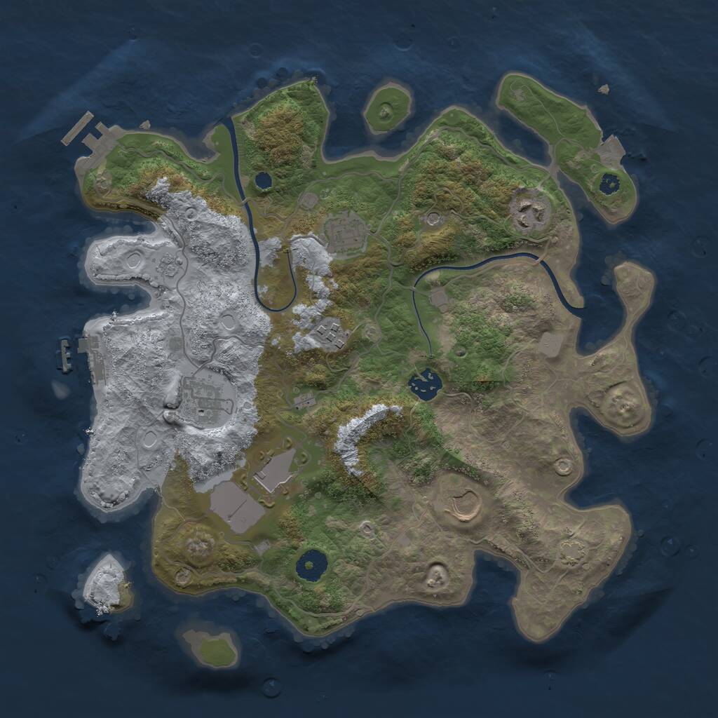 Rust Map: Procedural Map, Size: 3500, Seed: 663462260, 13 Monuments