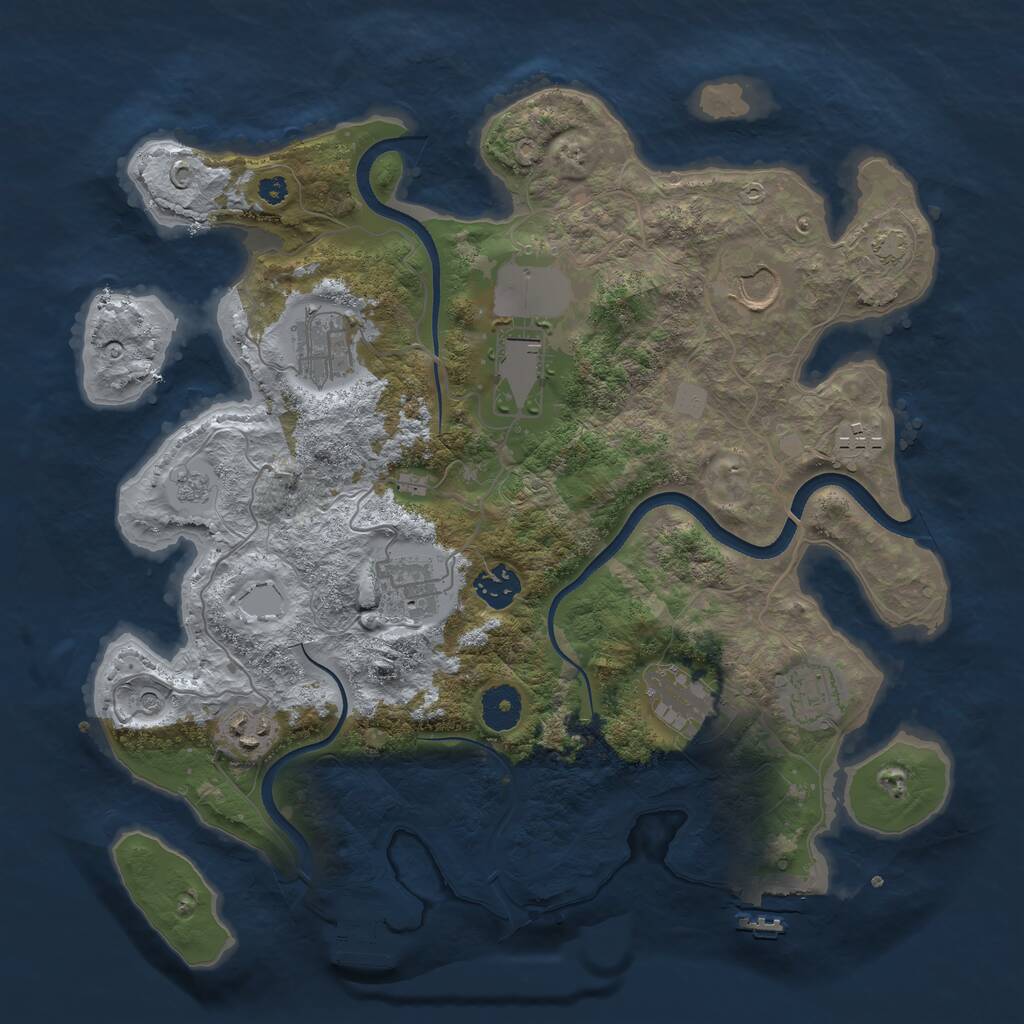 Rust Map: Procedural Map, Size: 3550, Seed: 1419157172, 15 Monuments