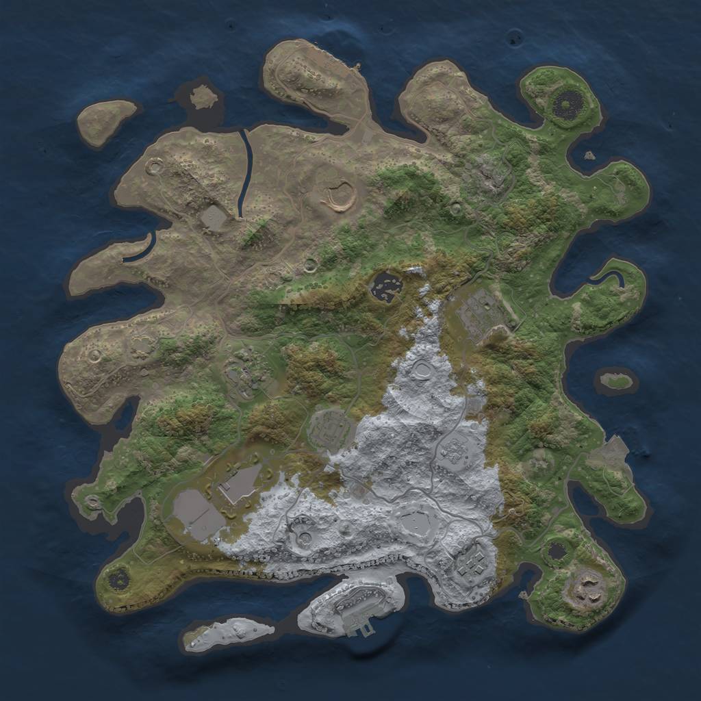 Rust Map: Procedural Map, Size: 3500, Seed: 330875580, 16 Monuments