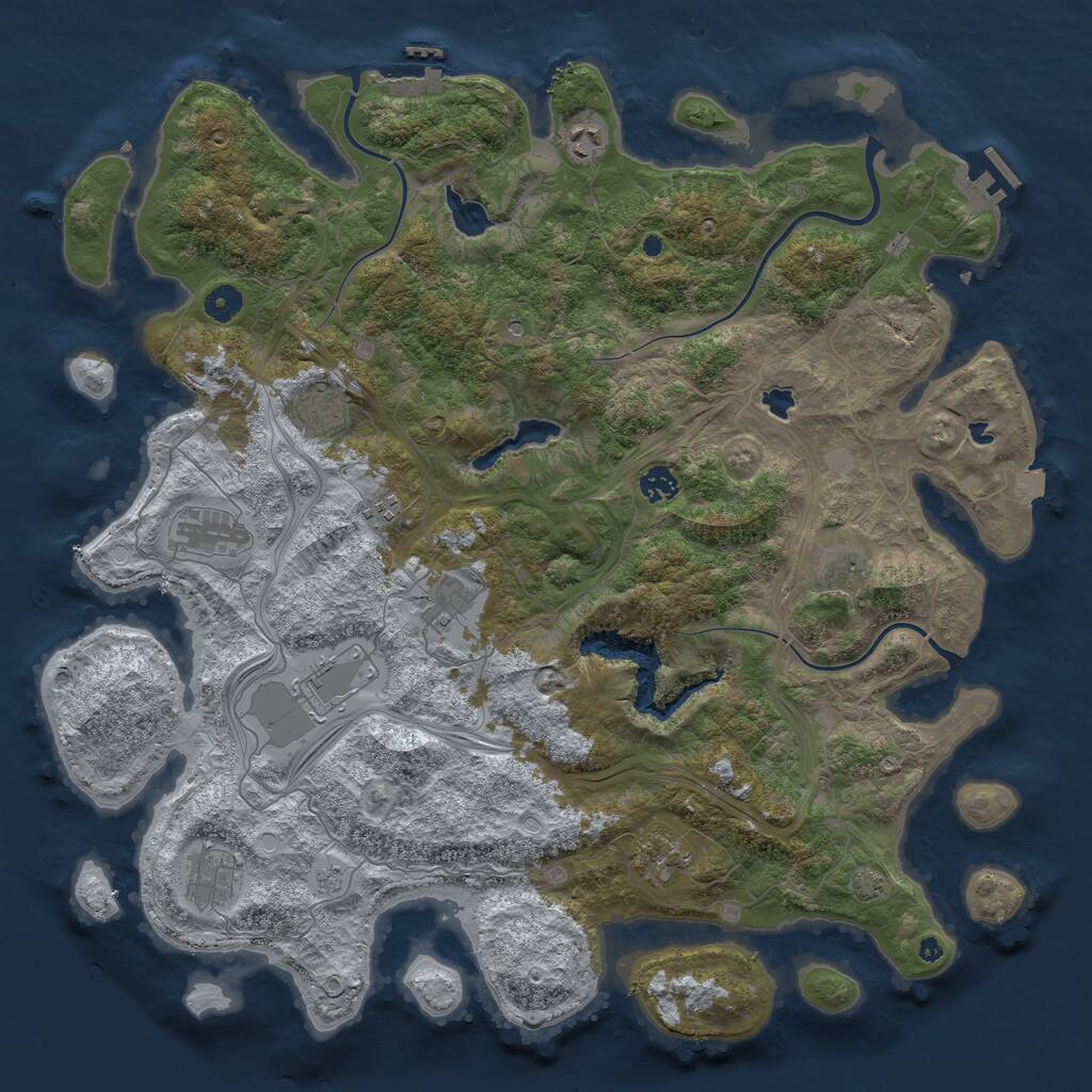 Rust Map: Procedural Map, Size: 4500, Seed: 1857110282, 16 Monuments
