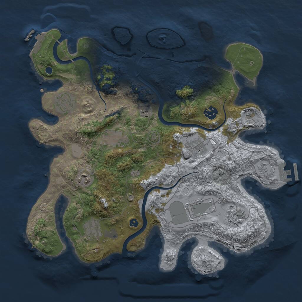 Rust Map: Procedural Map, Size: 3500, Seed: 2121079842, 15 Monuments