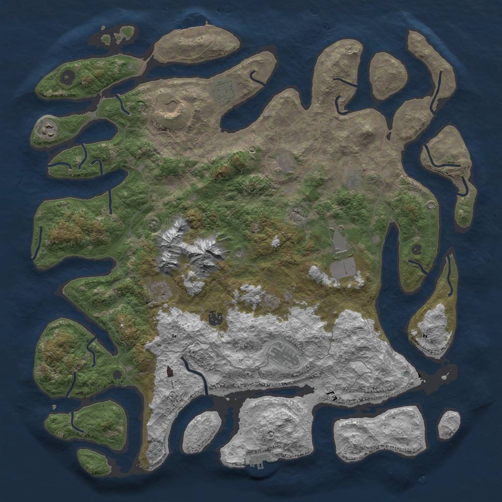 Rust Map: Procedural Map, Size: 5000, Seed: 562, 18 Monuments